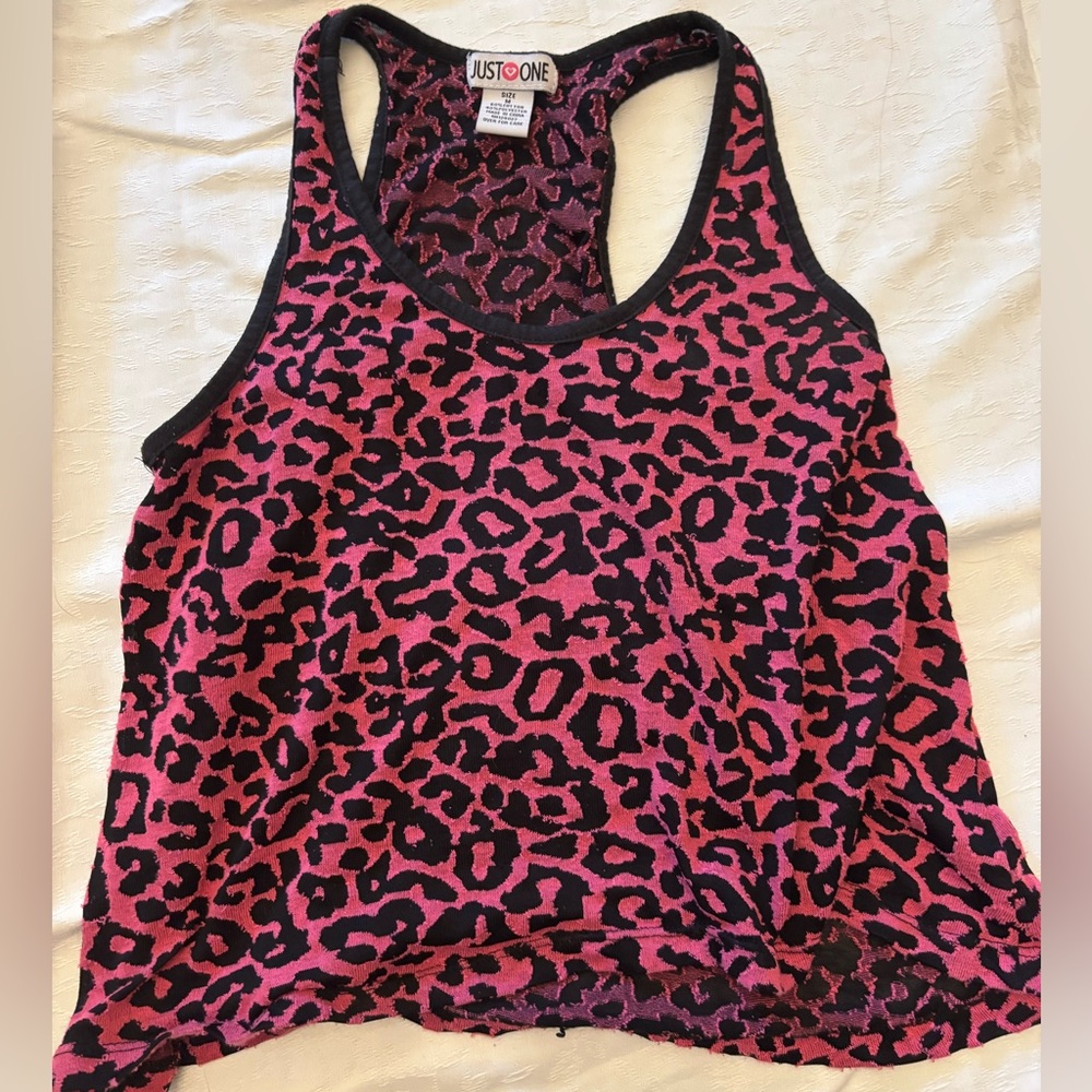 Y2k 2000s pink leopard print tank top